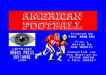 American Football (UK) (1984) [Argus Press Software] screen shot title